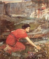 Maidens Picking Flowers by a Stream [study] by John William Waterhouse